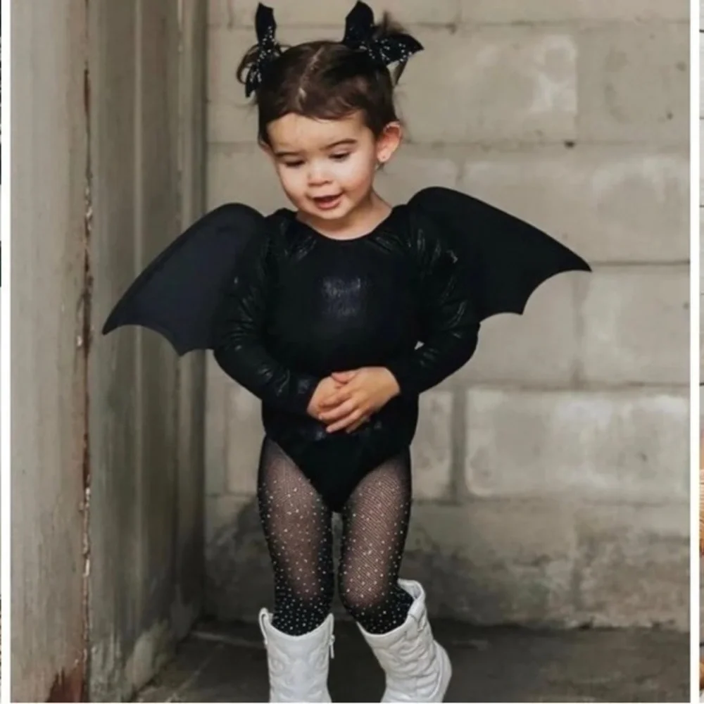 Child’s black Bodysuit-long-sleeve bodysuit can be used for Halloween 2-4‎
